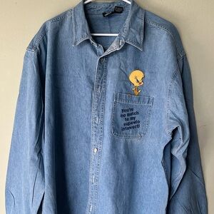 Looney Tunes Embroidered Denim Long Sleeve